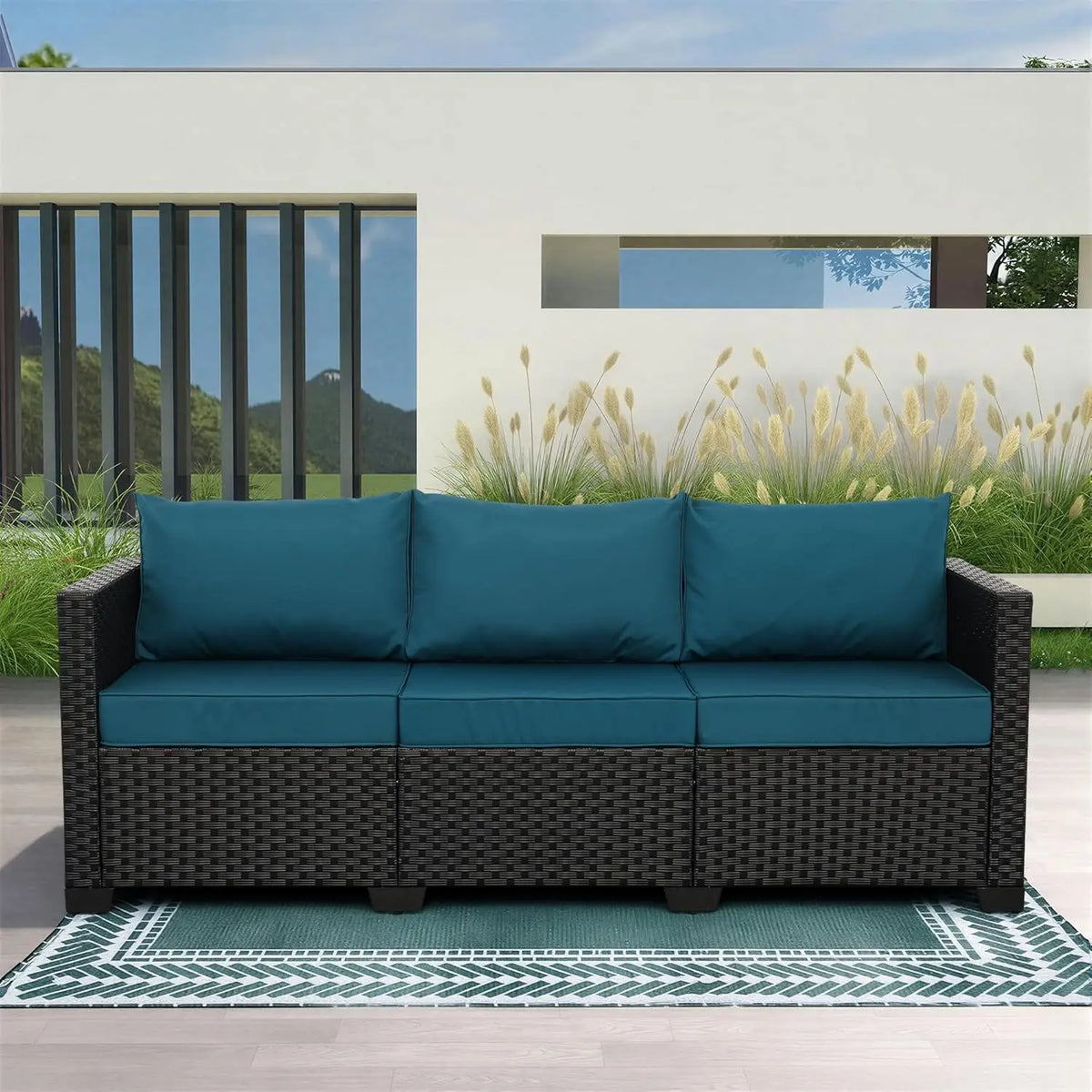 Patio Furniture 3-seat Sofa Wicker Outdoor Furniture Outdoor Couch Deep Seat Hight Backrest Waterproof Cover, Customized