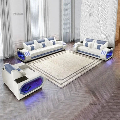 High-end Villa Sofas Design Modularity Sofa U-Shape Living Room Sofas Sets with Bluetooth Speaker for Living Room Furniture
