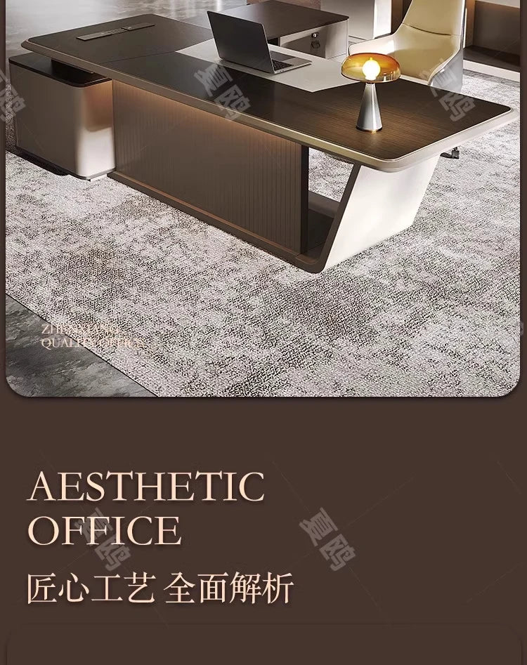 High Quality Light LuxuryOffice Desk Boss L Shaped Work Manager Computer Desks Executive Shelf Escritorio Oficina Furniture