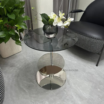 Nordic Light Luxury Coffee Tables Glass Side Table Designer Stainless Steel Corner Table Home Furniture Living Room Coffee Table