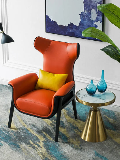 Nordic single sofa chair modern simple study balcony lazy leisure chair solid wood tiger chair