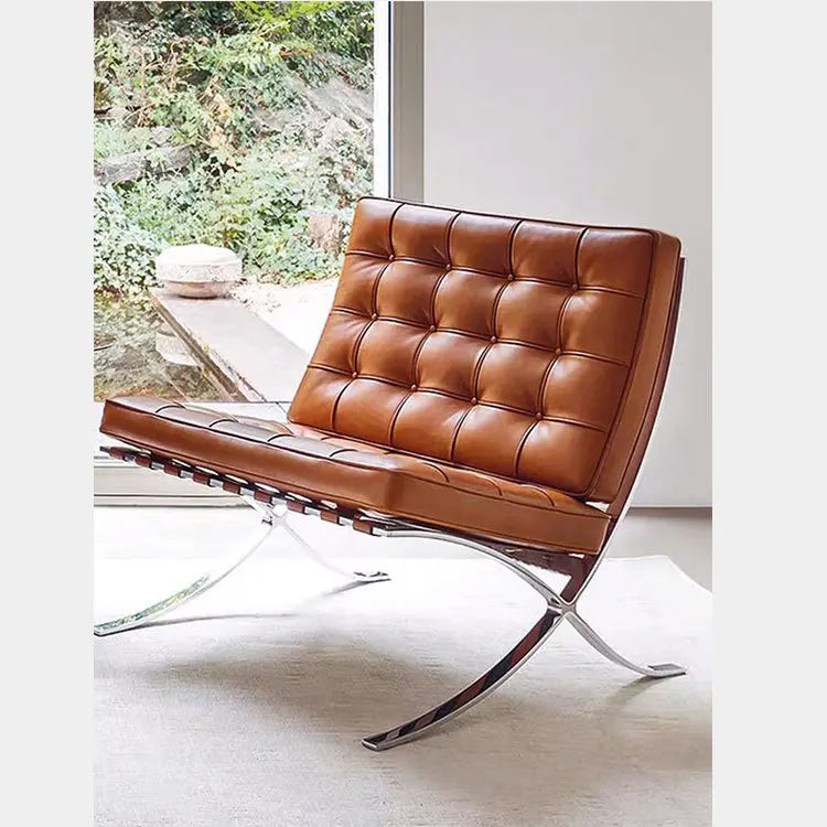 chair designer retro leather modern simple Barcelona living room casual single sofa chair