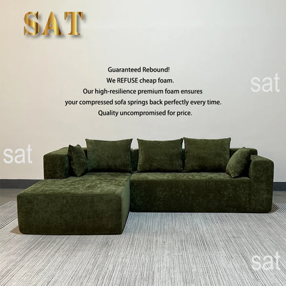 For Modern L-Shape Compressed Corner Sofa Set in a Box Fabric 45D Foam Sponge High Density Reclining for Living Room Furniture