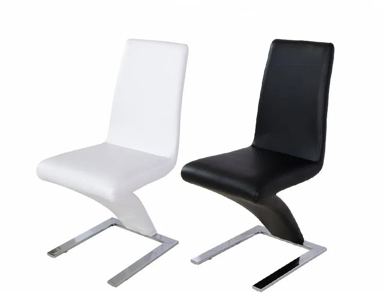 Modern minimalist Z-shaped PU leather metal dining chair, dining room chair