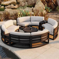 Nordic outdoor sofa coffee table combination simple courtyard waterproof sunscreen circular arc furniture