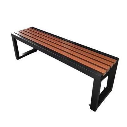 Banc de jardin en bois en métal résistant aux intempéries, banc de pelouse de Patio de parc, siège extérieur en acier