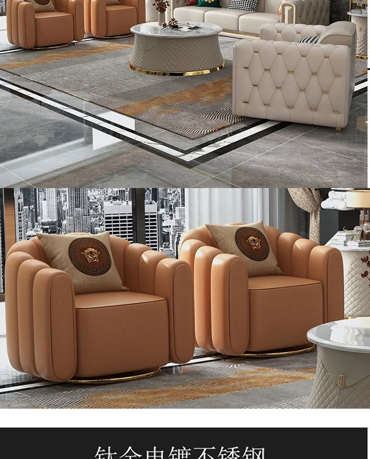 A2-7   new light luxury leather sofa living room combination size modern simple first-layer cowhide sofa