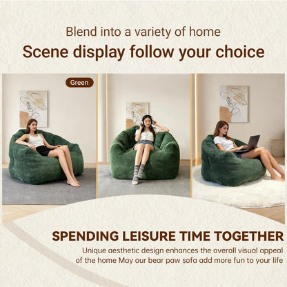 Adult bean bag chair, ultra-large, boneless sofa; reading chair with rabbit fur fabric; living room furniture, memory foam lazy