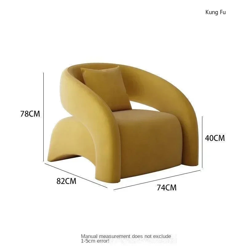 Casual Fabric Single Sofa Nordic Simple Living Room Furniture with Armrest and Backrest Lounge Chair Modern Light Luxury Balcony