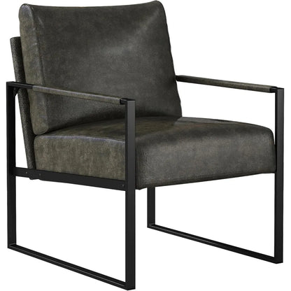 Mid Century Modern Accent Chair, PU Leather Armchair with Metal Frame,Comfy Single Reading Chair with Soft Padded Backrest and