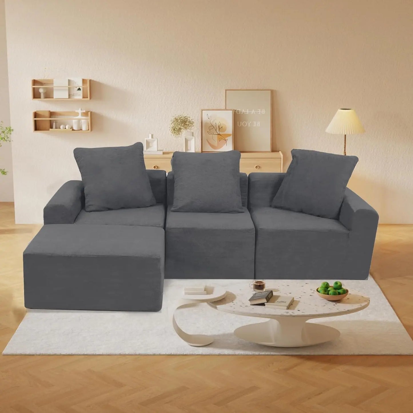 Convertible Sectional Sofa Set with Microfiber Fabric - Modular Design for Spacious Living Rooms and Easy Assembly, Customized
