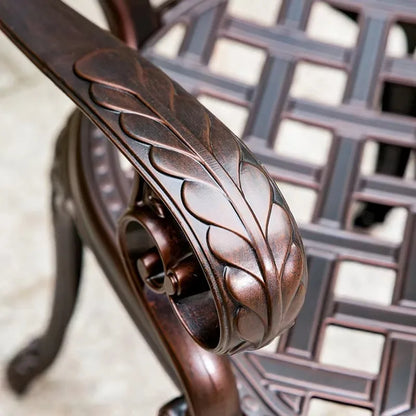 Cast Aluminum Outdoor Chair Set of 2 Beautifully Carved All Weather Patio Chairs Metal Bistro Chairs for Garden Porch Backyard