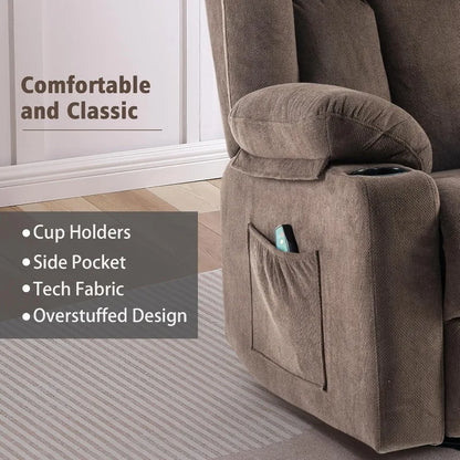 Ketaiyou Rocker Swivel Recliner Chair for Adults, Overstuffed Large Manual Recliner Glider with Massage and Heat, Comfy Soft