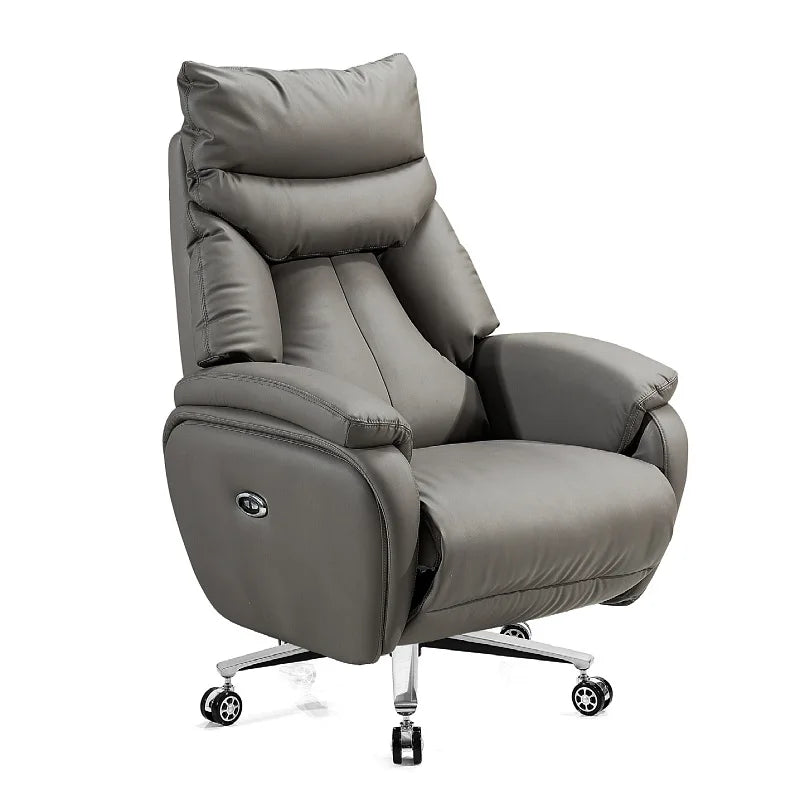 Customized leather reclining home office executive chair comfortable sedentary and not tired electric boss chair