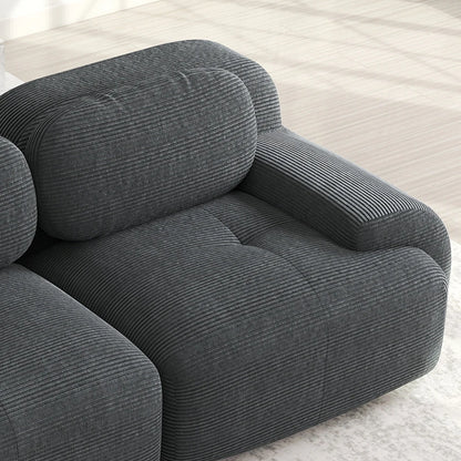 82'' Corner Sofa in Soft Cord Fabric, Modular Combined with Curved Armrests, Without Mounting, Highly Elastic Foam Upholstery