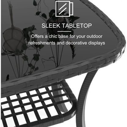 4 Pieces Outdoor Patio Furniture Set, PE Rattan Chairs Wicker Furniture with Coffee Glass Table and Soft Cushions,