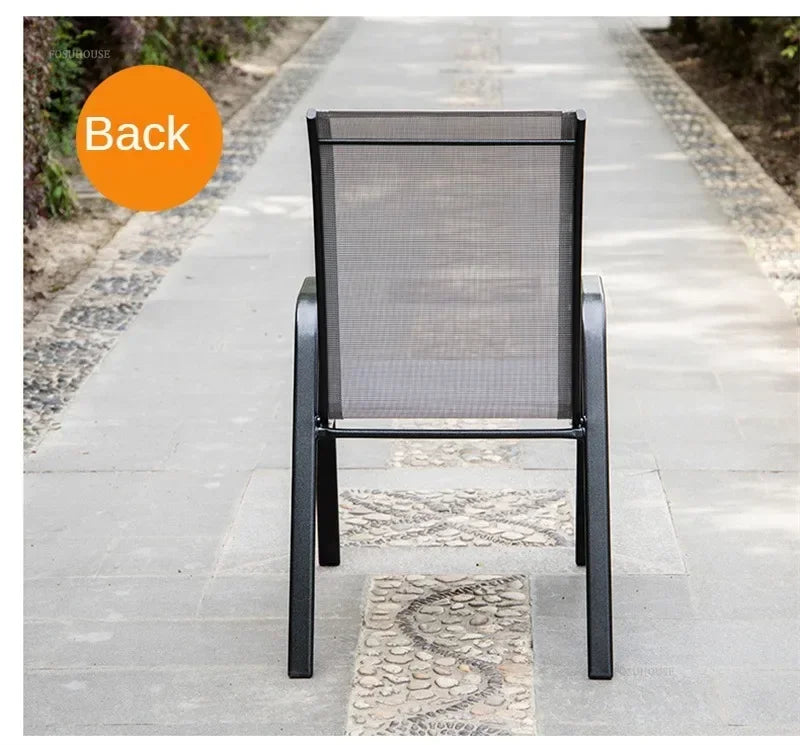 Outdoor Beach Chairs Outdoor Courtyard Balcony Waterproof and Sunscreen Iron Chair Home Leisure Back Armchairs Outdoor Furniture