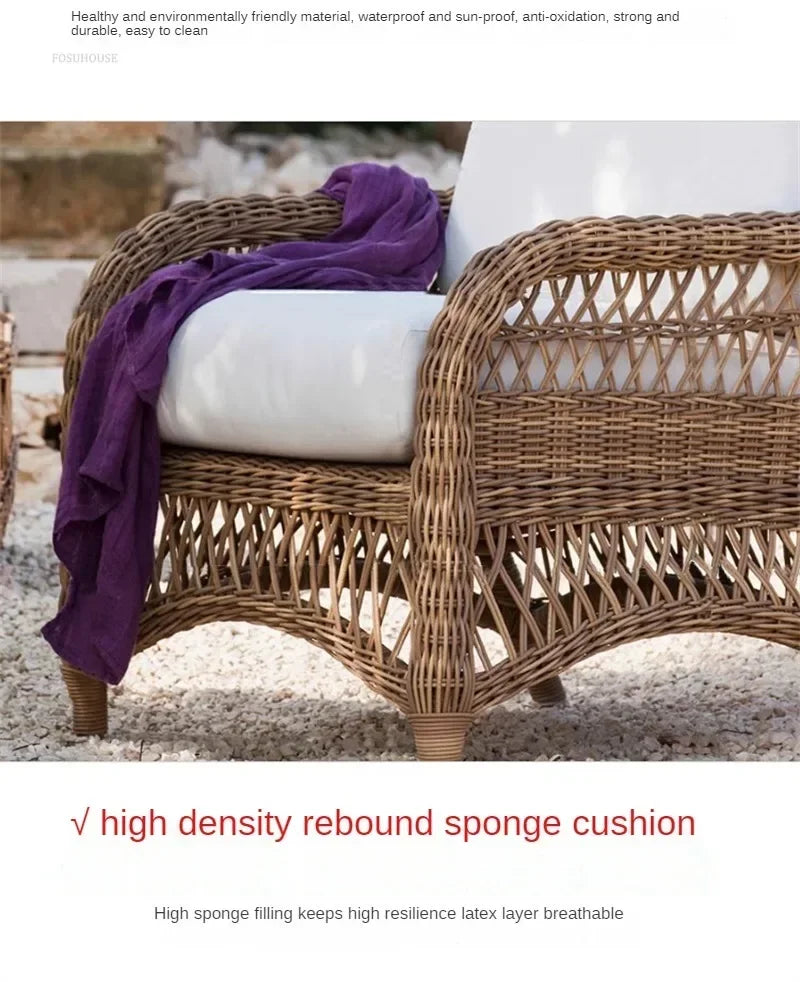 Outdoor PE Rattan Garden Chairs Balcony Courtyard Garden Waterproof Sofa Chair Outdoor Terrace Leisure Chair Outdoor Furniture T