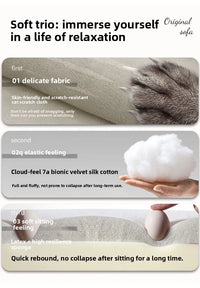 Simple modern fabric sofa, straight row Italian style, minimalist cream arc