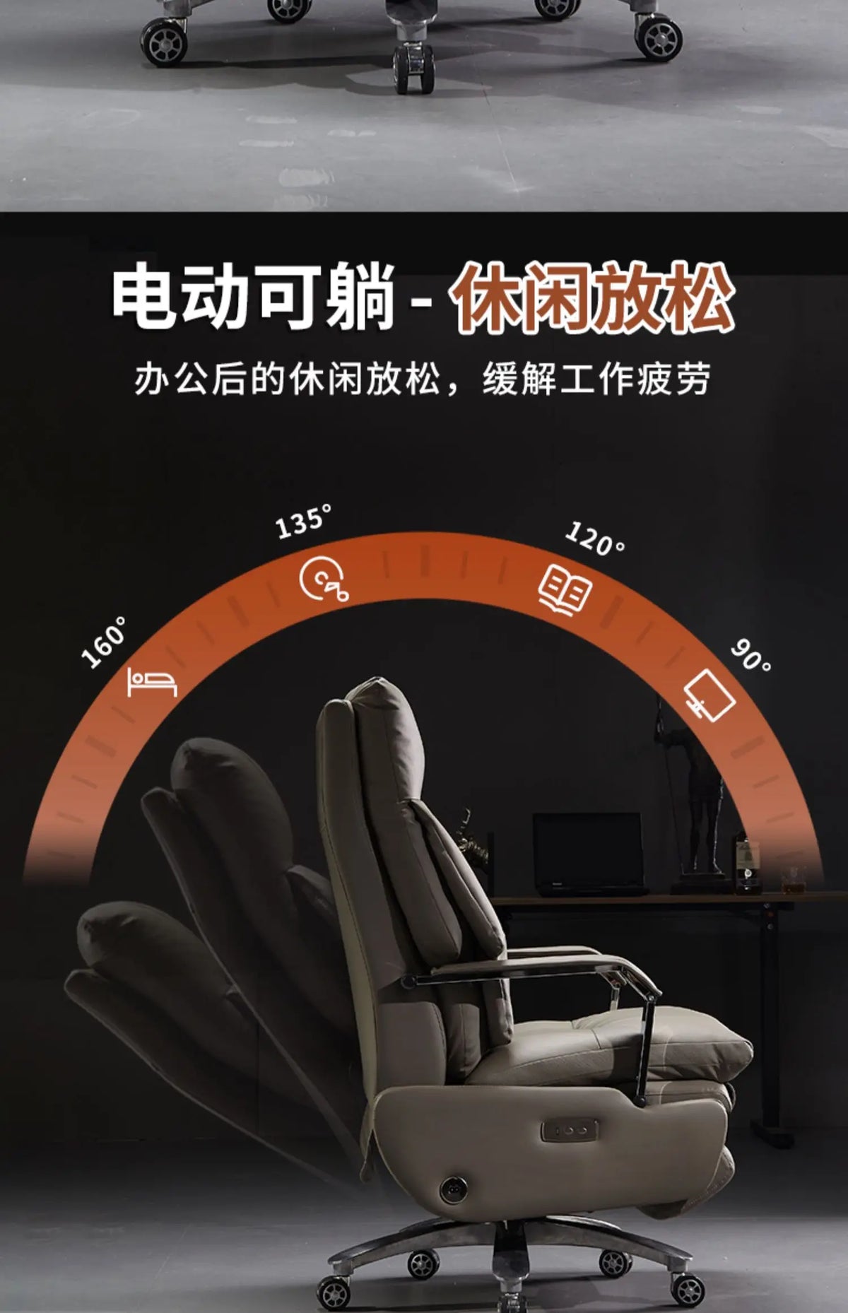 Bedroom Armchair 7-Point Vibrating Leather Office Chair With Wheels Solid Wood Frame Electric Footrest Furniture Gamer Computer
