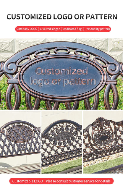 2025 New outdoor metal Bench with backrest garden long chair outdoor bench cast aluminum leisure Patio benches