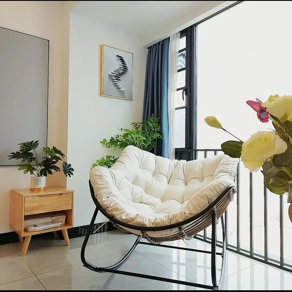 Rocking Chair Lazy Sofa Bird Nest Shaped Living Room Balcony Nap  Small Apartment Rattan Woven Adult