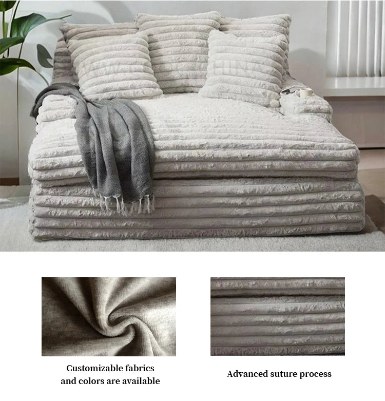 Custom Velvet-Feel Fabric Sectional Sofa Set Compressed sponge Reclining Corner Feature For Living Room Dining Hall