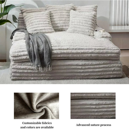 Custom Velvet-Feel Fabric Sectional Sofa Set Compressed sponge Reclining Corner Feature For Living Room Dining Hall