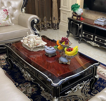 Solid wood coffee table, ebony piano paint high-end luxury solid wood tea table