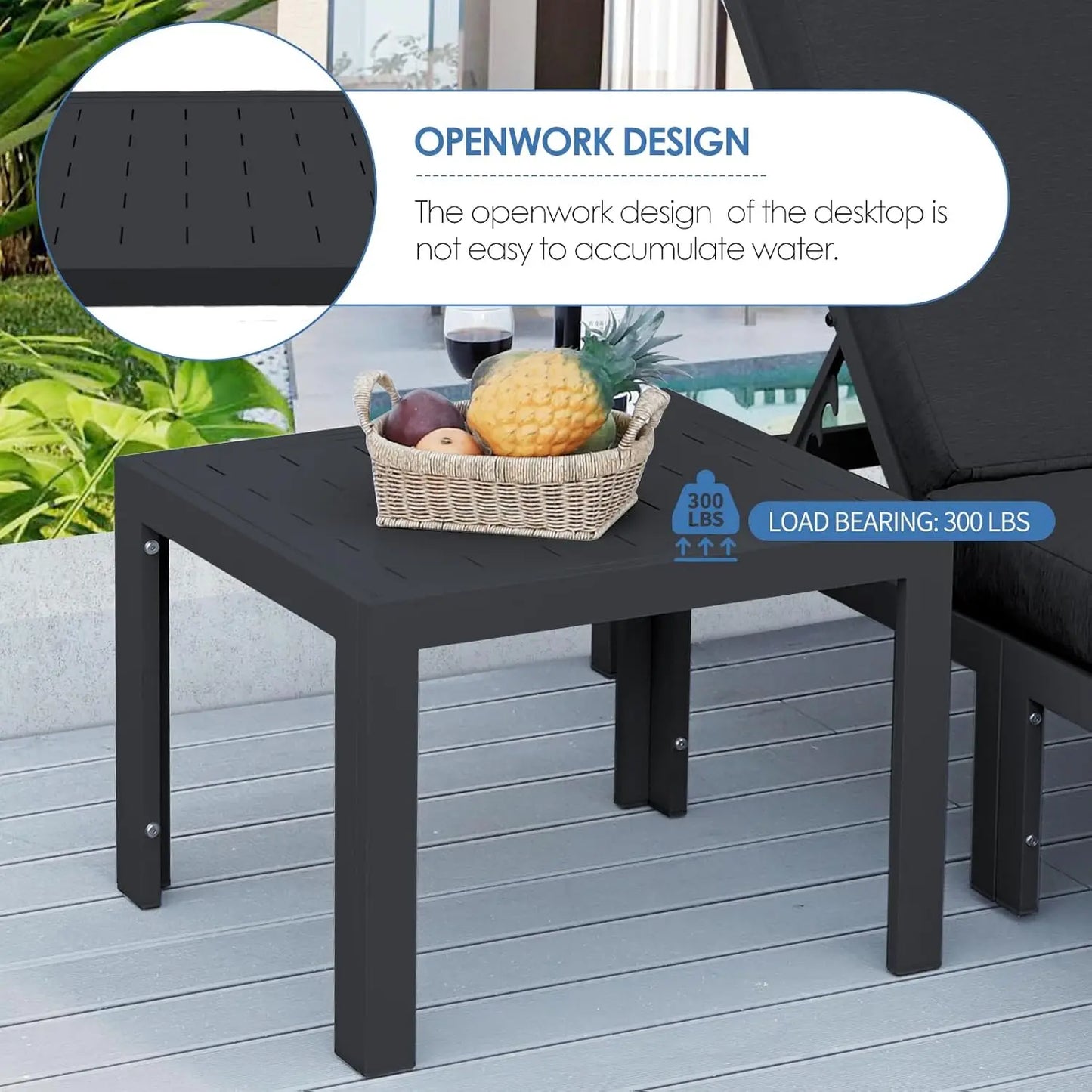 5 Person Luxury Aluminum Outdoor Sectional Sofa with Side Table, Large L Shaped Patio Furniture Set, 29" Deep Wide, Customized
