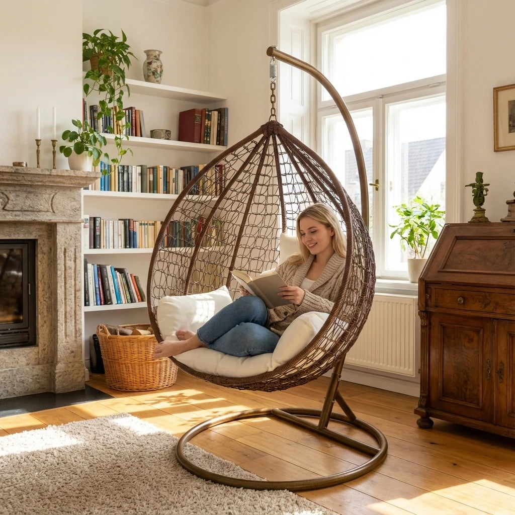 Factory Cheap Custom Fashion Outdoor Furniture Garden Modern Hammock Patio Swing Balcony Chair Woven Rattan Egg Chair With Stand