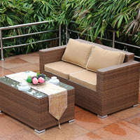 Outdoor Open-air Garden Sofas Hotel Backrest Modern Leisure Garden Sofas Balcony Pe Rattan Furniture Sofá Do Jardim MHHYSF