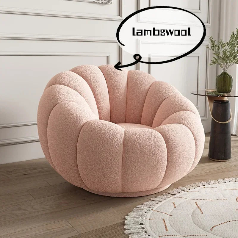 Modern Living Room Sofa Lambswool Pumpkin Sofa Chair Creative Home Balcony Swivel Lounge Chair Fitting Room Bedroom Single Sofas