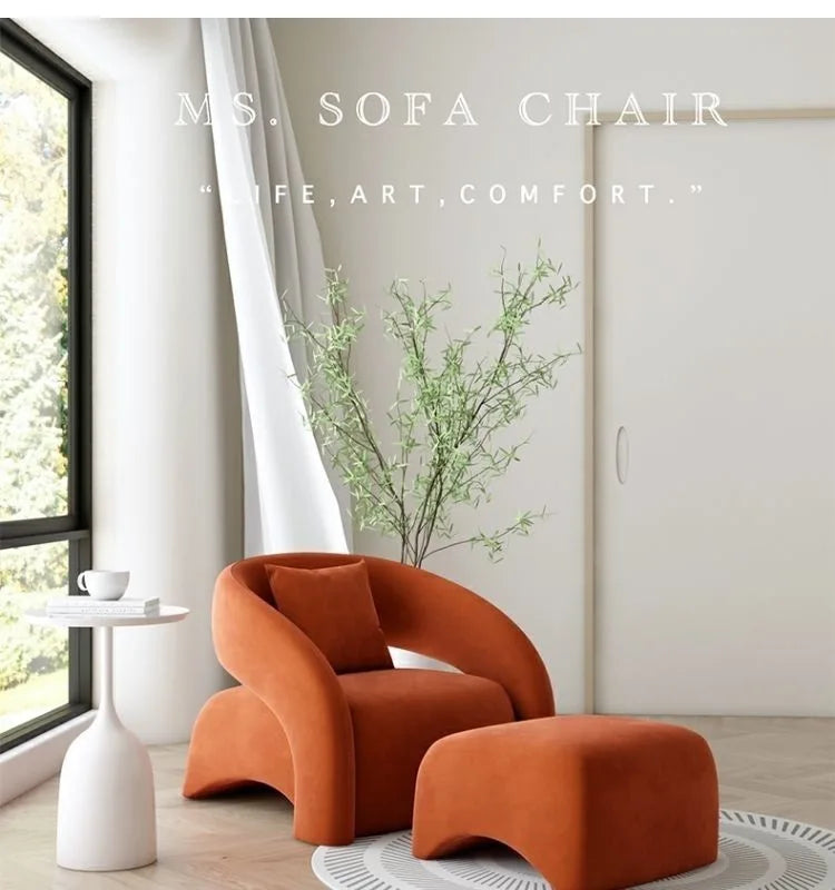 Single sofa leisure chair living room light luxury curved balcony chair small apartment tiger chair minimalist