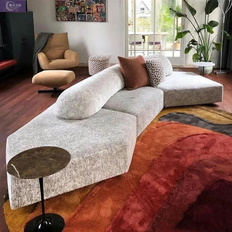 Fabric Sofa Combination Villa Large Apartment Sitting Italian Rock Irregular Special-shaped Large Flat Edta Double-sided