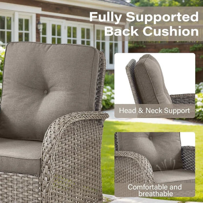 Belord Outdoor Glider Bench Patio Loveseat 500 Lbs Weight Capacity 2 Seater Wicker Sofa Small Porch Glider Furniture All Weathe