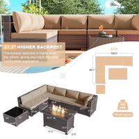 Modern Patio Rattan Sofa Set PE Wicker Sectional Sofa Set High Quality Rattan Outdoor Furniture Set with Fire Pit