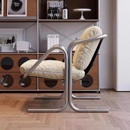 Wabi Sabi Bauhaus Lounge Chair Stainless Steel Frame Designer Minimalist Daybed for Living Room and Patio Relaxation