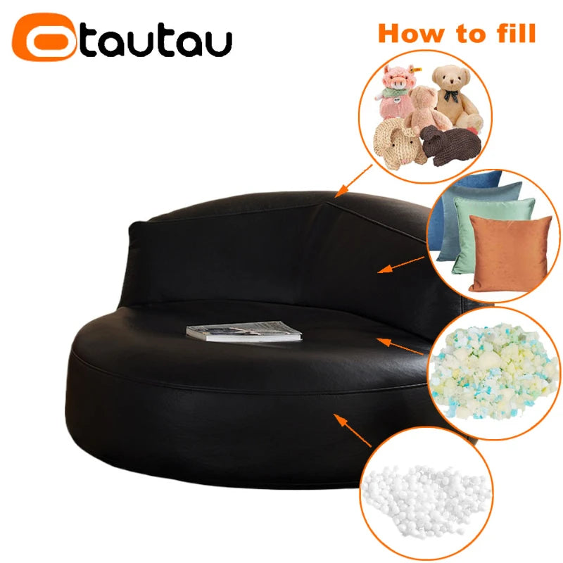 OTAUTAU Faux Leather Bean Bag Cover SF511【No Filler Inside! You Need To Buy Filler By Yourself !】