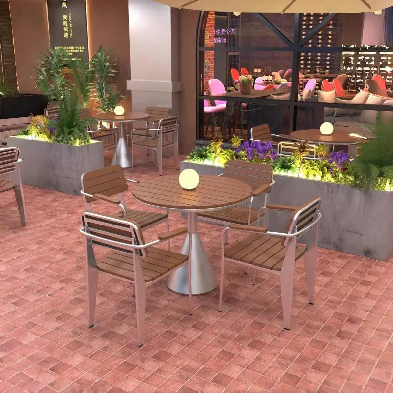 Leisure Sun-Proof Outdoor Bistro Set Small Round Table for Restaurant Music Bar and Patio Lounge Dining