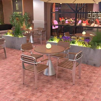 Leisure Sun-Proof Outdoor Bistro Set Small Round Table for Restaurant Music Bar and Patio Lounge Dining