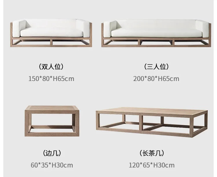 Nordic outdoor double sofa high-end teak villa hotel courtyard garden