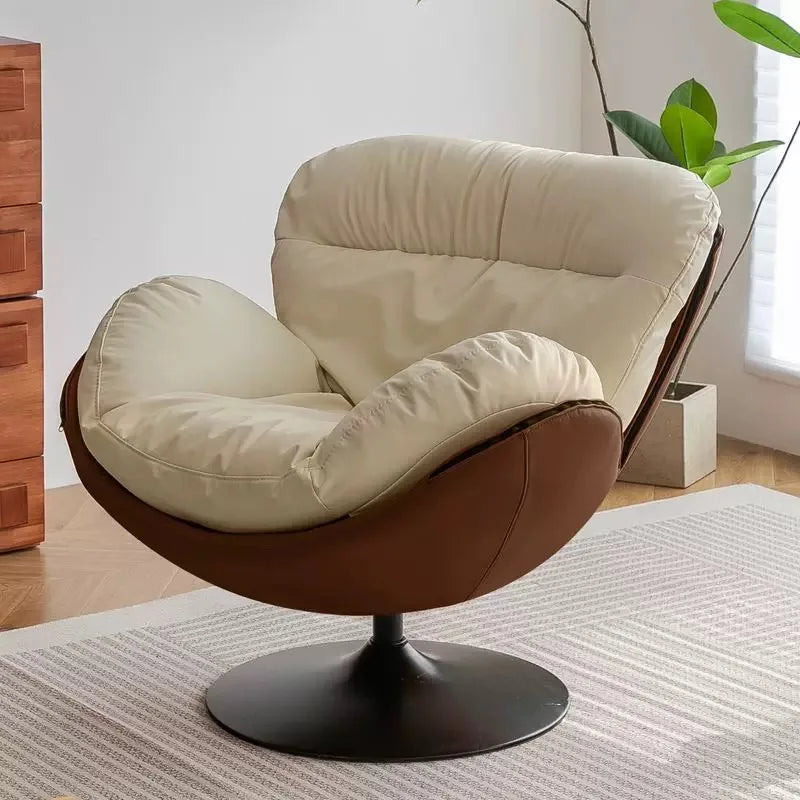 Modern Luxury Rotating Single Sofa Chair Lounge Chair Lazy Recliner Living Room Seat Lounge Bedroom 360 Degree Leather Designer