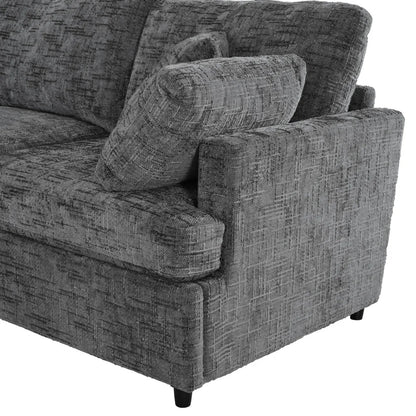127 inch U-shaped segmented sofa with movable Ottoman style, 6-piece set of chenille fabric sofa