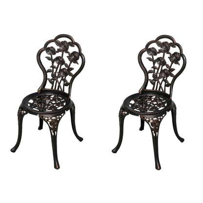 2-Piece Set Cast Aluminum Chairs Outdoor Chair Set Garden Chair Weather-Resistant Patio Metal Chair Bistro Chair