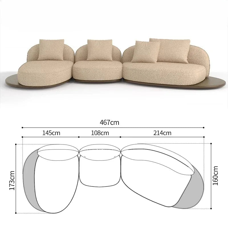 Living Room Coffee Table Designer Creative Three-person Log Style Furniture Modern Simple Modern Morocco Fabric Sectional Sofas