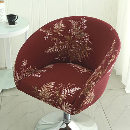 Semi-Circular Print Elastic Bar Low Back Chair Cover Dustproof for Living Room Bedroom Restaurant Hotel Furniture Accessories