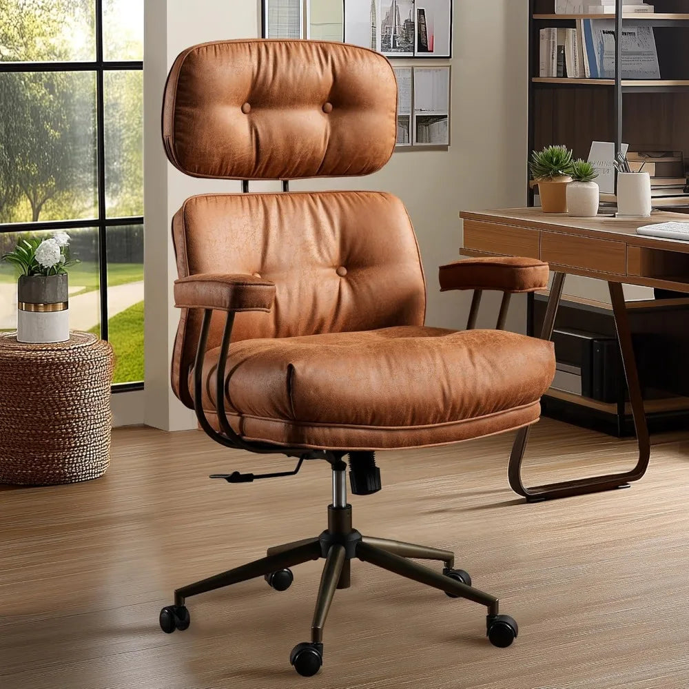 Mid Century Modren Big and Tall Office Chair,Large Ergonomic Executive Chair for Heavy Duty People, Computer Desk Task Chair wit