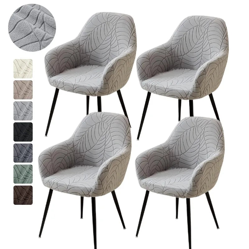 1/4pcs High Arm Chair Cover Elastic Dining Armchair Slipcover Leaf Jacquard Seat Covers for Home Wedding Fundas Para Sillas