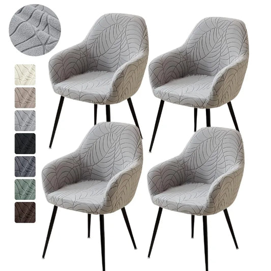 1/4pcs High Arm Chair Cover Elastic Dining Armchair Slipcover Leaf Jacquard Seat Covers for Home Wedding Fundas Para Sillas